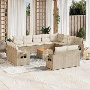 Maison exclusive - salon de jardin avec coussins 13 pcs beige résine tressée