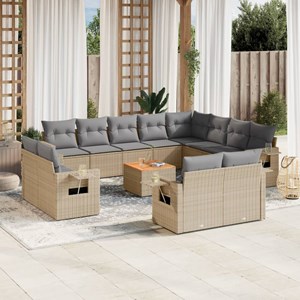 Maison exclusive - salon de jardin et coussins 13 pcs mélange beige résine tress