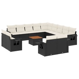 Maison exclusive - salon de jardin avec coussins 14 pcs noir résine tressée