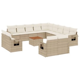 Maison exclusive - salon de jardin avec coussins 14 pcs beige résine tressée