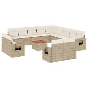 Maison exclusive - salon de jardin avec coussins 14 pcs beige résine tressée