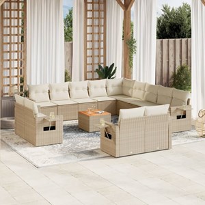 Maison exclusive - salon de jardin avec coussins 14 pcs beige résine tressée