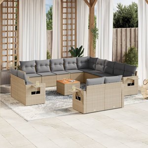 Maison exclusive - salon de jardin et coussins 14 pcs mélange beige résine tress