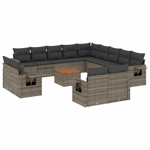 Maison exclusive - salon de jardin avec coussins 14 pcs gris résine tressée