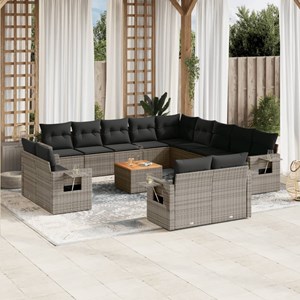 Maison exclusive - salon de jardin avec coussins 14 pcs gris résine tressée