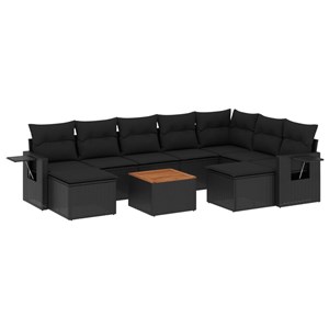 Maison exclusive - salon de jardin 10 pcs avec coussins noir résine tressée