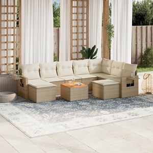 Maison exclusive - salon de jardin avec coussins 10 pcs beige résine tressée