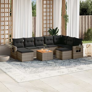 Maison exclusive - salon de jardin avec coussins 10 pcs gris résine tressée