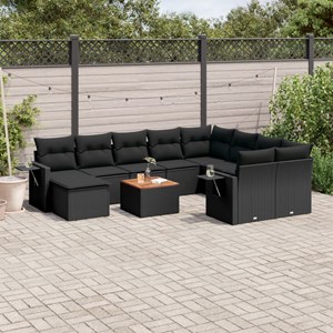 Maison exclusive - salon de jardin 11 pcs avec coussins noir résine tressée