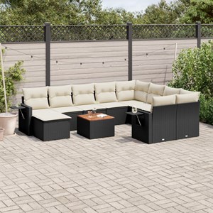 Maison exclusive - salon de jardin 11 pcs avec coussins noir résine tressée