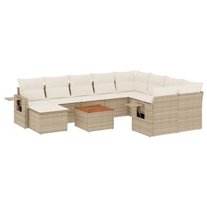 Maison exclusive - salon de jardin 11 pcs avec coussins beige résine tressée