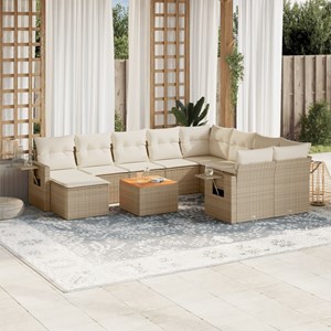 Maison exclusive - salon de jardin 11 pcs avec coussins beige résine tressée