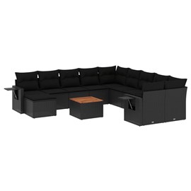 Maison exclusive - salon de jardin 12 pcs avec coussins noir résine tressée