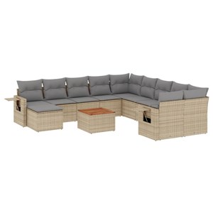 Maison exclusive - salon de jardin et coussins 12 pcs mélange beige résine tress