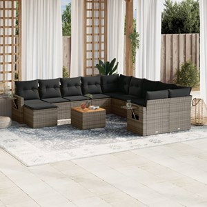 Maison exclusive - salon de jardin avec coussins 12 pcs gris résine tressée