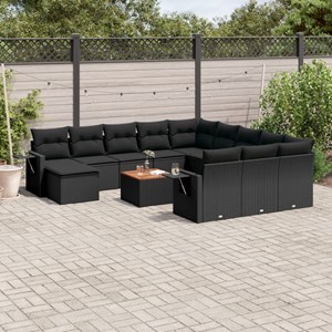 Maison exclusive - salon de jardin avec coussins 13 pcs noir résine tressée
