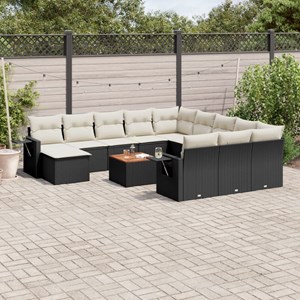 Maison exclusive - salon de jardin avec coussins 13 pcs noir résine tressée