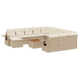 Maison exclusive - salon de jardin avec coussins 13 pcs beige résine tressée