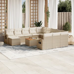 Maison exclusive - salon de jardin avec coussins 13 pcs beige résine tressée