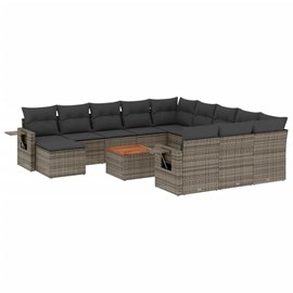Maison exclusive - salon de jardin avec coussins 13 pcs gris résine tressée
