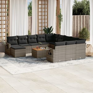 Maison exclusive - salon de jardin avec coussins 13 pcs gris résine tressée