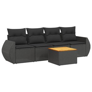 Maison exclusive - salon de jardin 5 pcs avec coussins noir résine tressée
