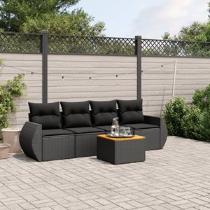 Maison exclusive - salon de jardin 5 pcs avec coussins noir résine tressée