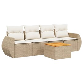 Maison exclusive - salon de jardin avec coussins 5 pcs beige résine tressée