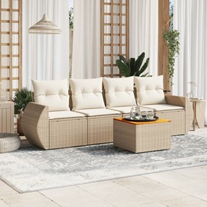 Maison exclusive - salon de jardin avec coussins 5 pcs beige résine tressée