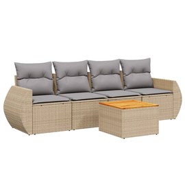 Maison exclusive - salon de jardin avec coussins 5 pcs beige résine tressée