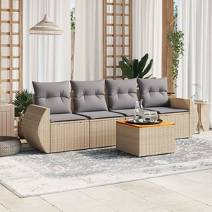 Maison exclusive - salon de jardin avec coussins 5 pcs beige résine tressée