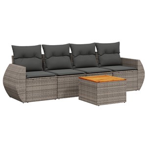 Maison exclusive - salon de jardin 5 pcs avec coussins gris résine tressée