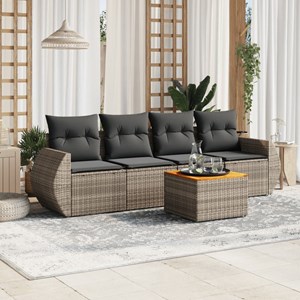 Maison exclusive - salon de jardin 5 pcs avec coussins gris résine tressée