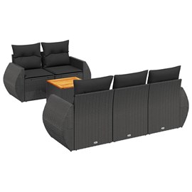 Maison exclusive - salon de jardin 6 pcs avec coussins noir résine tressée