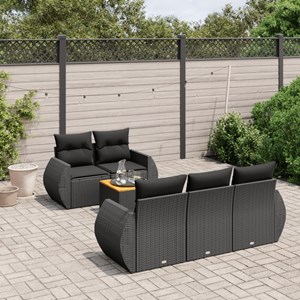 Maison exclusive - salon de jardin 6 pcs avec coussins noir résine tressée