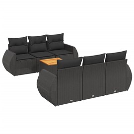 Maison exclusive - salon de jardin 7 pcs avec coussins noir résine tressée
