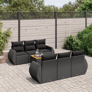Maison exclusive - salon de jardin 7 pcs avec coussins noir résine tressée