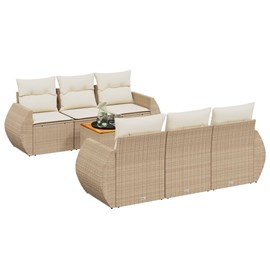 Maison exclusive - salon de jardin avec coussins 7 pcs beige résine tressée
