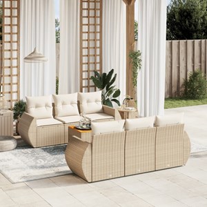Maison exclusive - salon de jardin avec coussins 7 pcs beige résine tressée