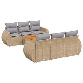 Maison exclusive - salon de jardin avec coussins 7 pcs beige résine tressée