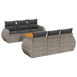 Maison exclusive - salon de jardin avec coussins 7 pcs gris résine tressée