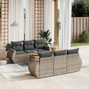Maison exclusive - salon de jardin avec coussins 7 pcs gris résine tressée