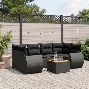 Maison exclusive - salon de jardin 7 pcs avec coussins noir résine tressée