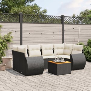 Maison exclusive - salon de jardin 7 pcs avec coussins noir résine tressée