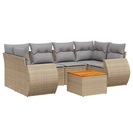 Maison exclusive - salon de jardin avec coussins 7 pcs beige résine tressée