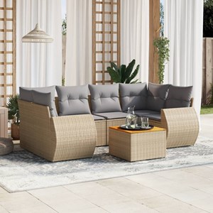 Maison exclusive - salon de jardin avec coussins 7 pcs beige résine tressée