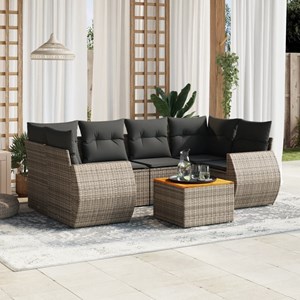 Maison exclusive - salon de jardin avec coussins 7 pcs gris résine tressée