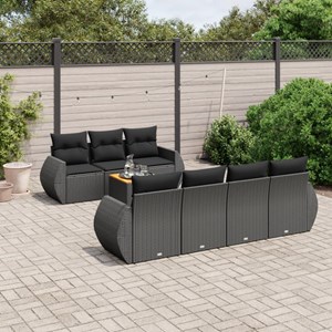 Maison exclusive - salon de jardin 8 pcs avec coussins noir résine tressée