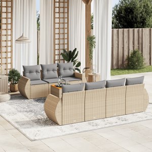 Maison exclusive - salon de jardin avec coussins 8 pcs beige résine tressée