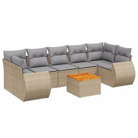 Maison exclusive - salon de jardin avec coussins 8 pcs beige résine tressée